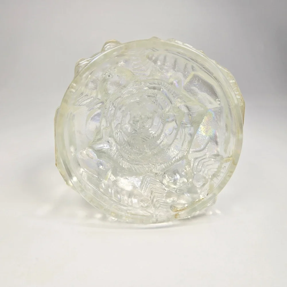 Vintage Clear Iridescent Carnival Glass Christmas Tree Star Topper Holiday Decor